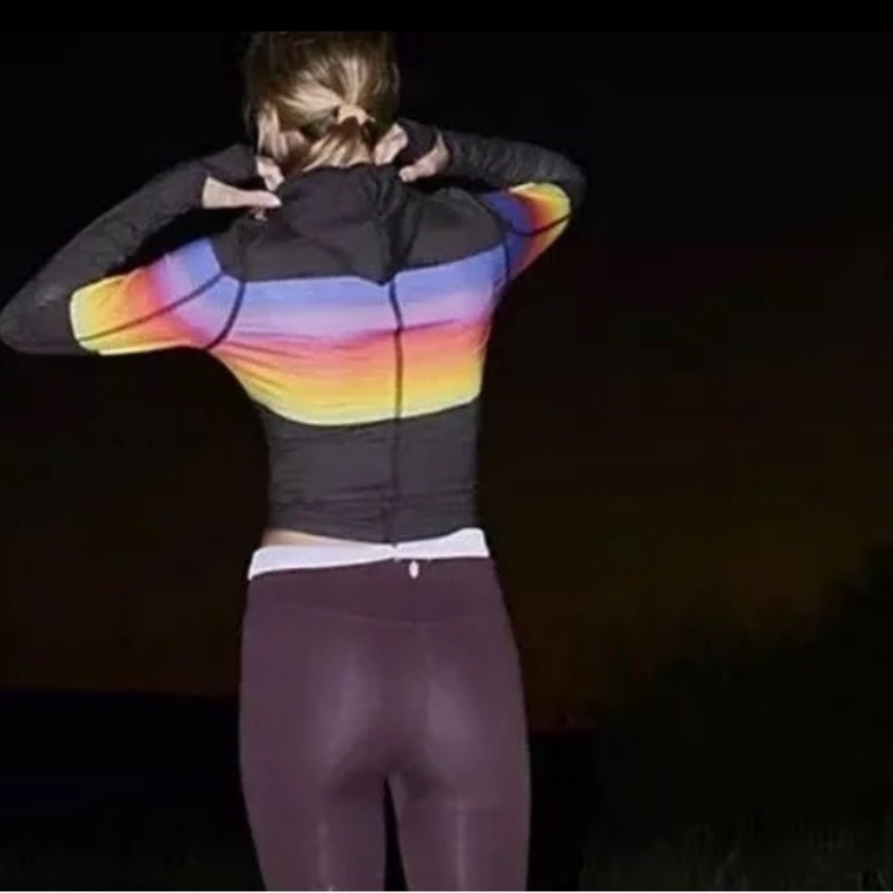 Free People Huddle Rainbow Hooded Long Sleeve Hoodie